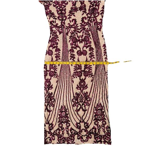 Handmade Multicolor Purple Pink Ivory Sequin Short Sleeve Sheath Dress Sz Small - Picture 8 of 11